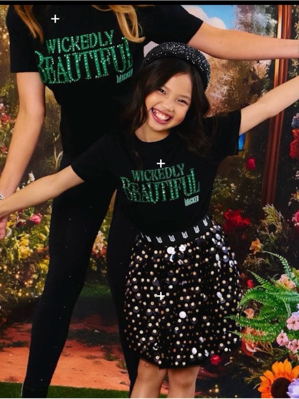 NWT Girls Black 'Wickedly Beautiful' Graphic Tee with Green Embellishment 8